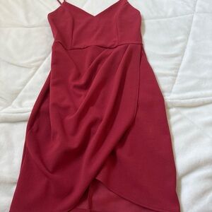 Lulu's Red Asymmetrical Wrap Sundress